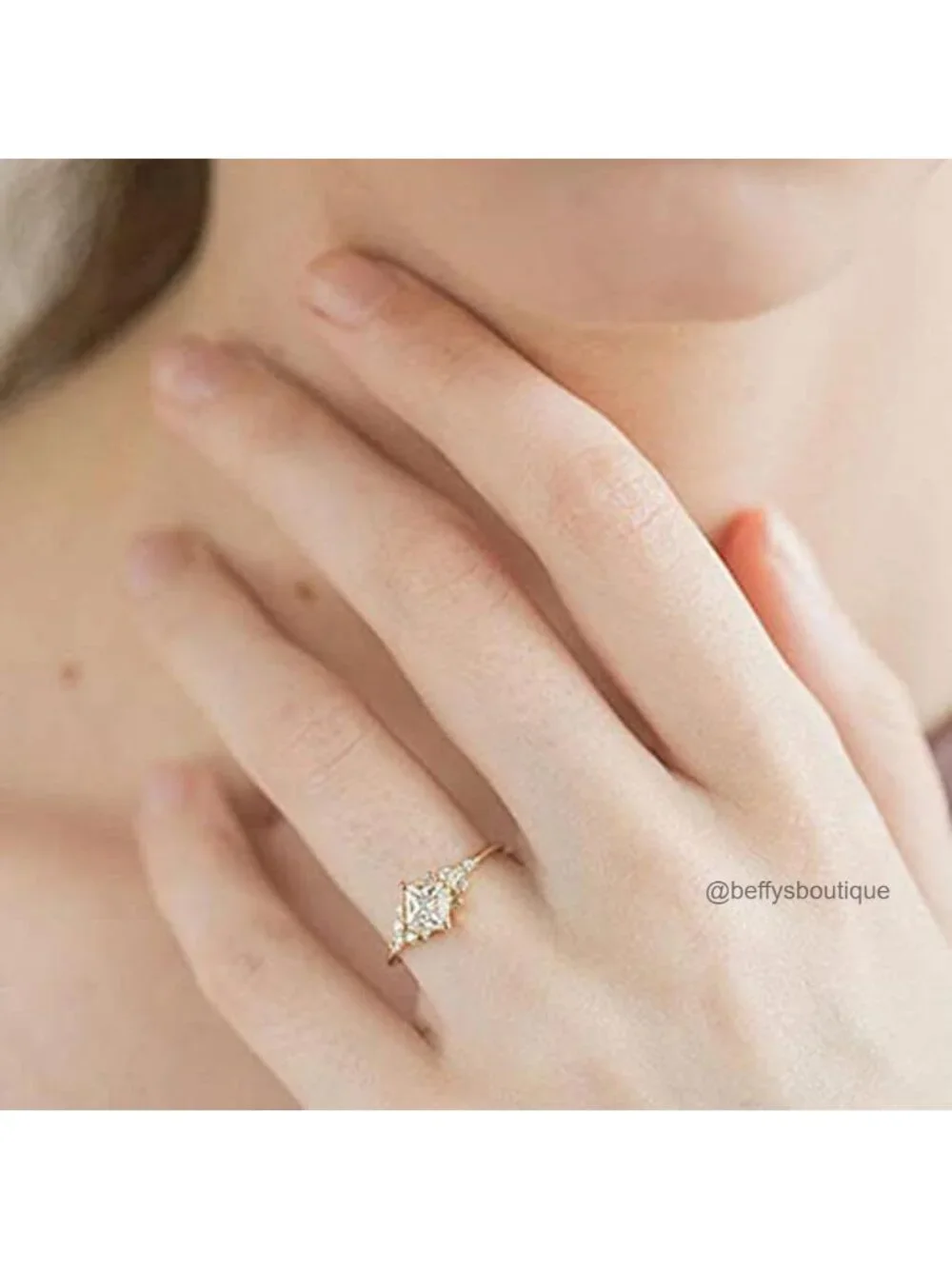 Vintage Halo Ring 14k Gold Plated CZ Wedding Engagement Band
